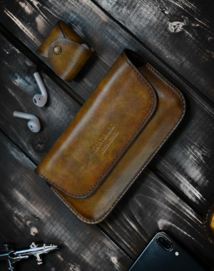 Кожаный чехол-кошелек для телефона Double Crast Amber