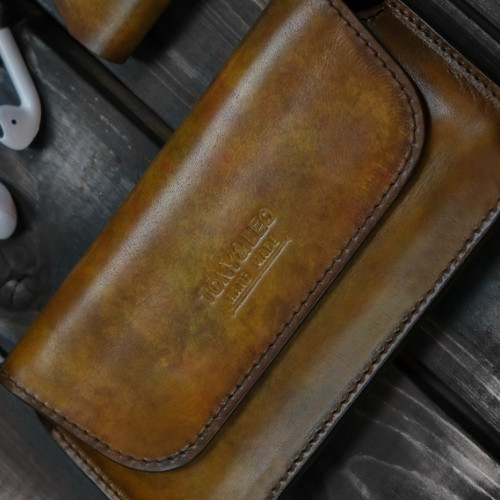 Кожаный чехол-кошелек для телефона ручного окрашивания