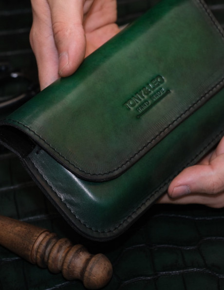 Кожаный чехол-кошелек для телефона Double Crast Emeralnd