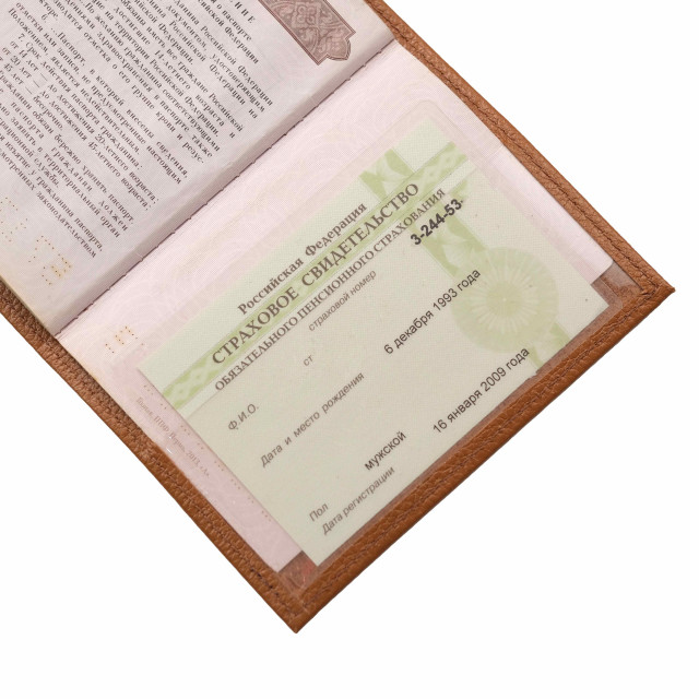 Обложка для паспорта из натуральной кожи, светло-коричневая