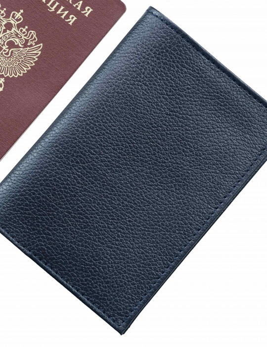 Обложка для паспорта из натуральной кожи, синяя