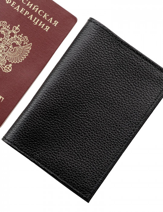 Обложка для паспорта из натуральной кожи, черная