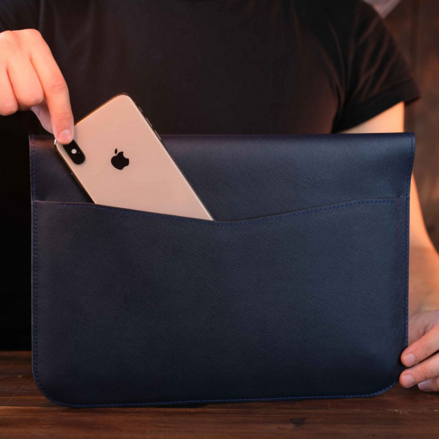Чехол из натуральной кожи для MacBook синий
