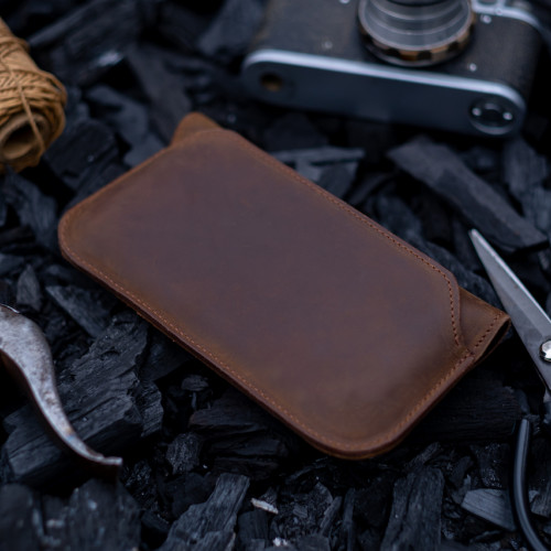 Кожаный чехол-кошелек для телефона Double Crazy Brown